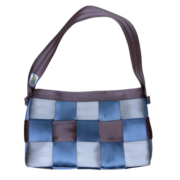 Sarah Kruse Designs Seatbelt Purse Bag Mini Shoulder Brown Blue‎ Y2K - Picture 2 of 6